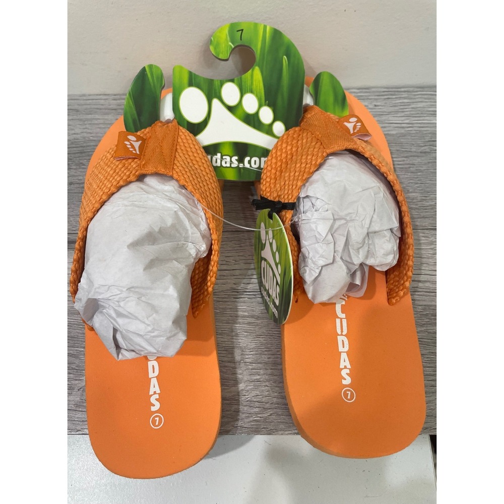 Cudas Womens Orange Woven Strap Thong Sandals Flip Flops Size 7 New